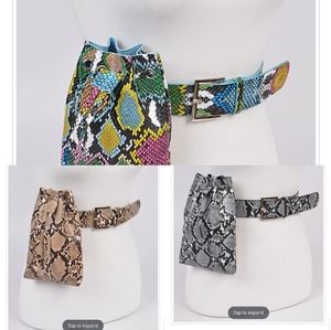 Snakeskin belt fanny pouch